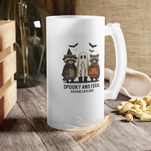 Whimsical Halloween Frosted Glass Beer Mug: Funny Party Decor
