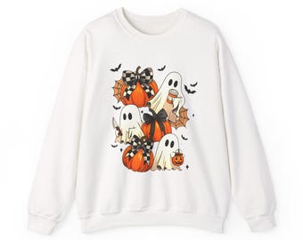 Pumpkin Ghost Sweatshirt - Cozy Halloween Apparel, Fall Fashion, Unisex Crewneck, Spooky Gift, Seasonal Wardrobe