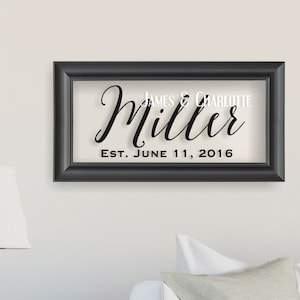 Personalized Glass Family Name Sign With Established Date 11x21 image 1