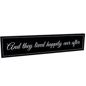 And They Lived Happily Ever After Carved Wood Sign 5x24 image 1