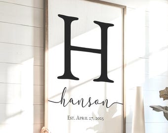 Personalized Family Name Sign, Custom Last Name Sign, Wedding Gift, Established Sign, Farmhouse Wall Decor, Housewarming Gift