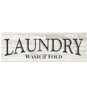 Laundry Wash And Fold Farmhouse Style Wood Wall Decor Sign - Available In Four Sizes