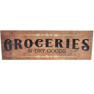 Groceries Farmhouse Style Wood Wall Decor Sign image 1