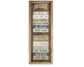 House Rules Farmhouse Style Wood Wall Decor Sign