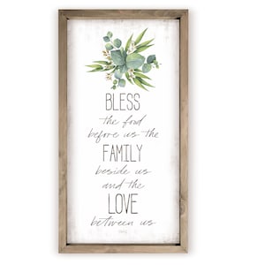 Bless The Food Before Us And Family Beside Us Succulent Farmhouse Style Wall Decor Sign - Available In Four Sizes