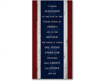 I Pledge Allegiance Farmhouse Style Wood Wall Decor Sign - Available In Four Sizes