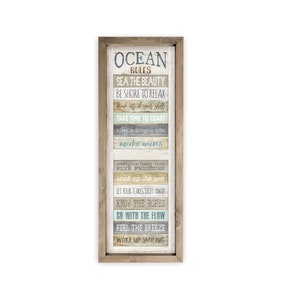 Ocean Rules Farmhouse Style Wood Wall Decor Sign