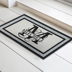 Personalized Doormat Custom Monogram Door Mat With Monogram Initial 18x30
