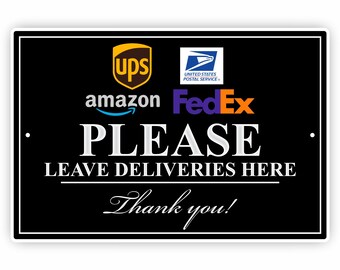Deliver All Packages To Front Door Arrow Left Sign – Aluminum, 3 Sizes – USPS UPS FedEx – Custom Signs SI035