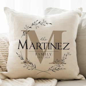 Personalized Family Name Throw Pillow Case | Customize with Name and Established Date Housewarming Cover Gift | 16x16 Covers Gifts