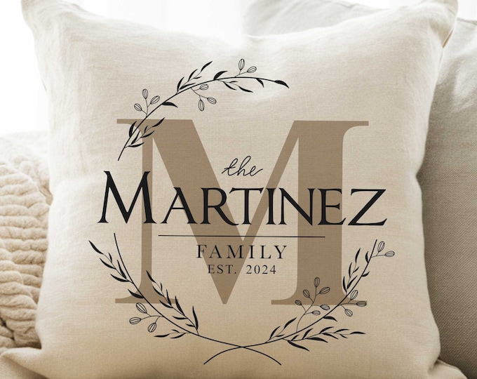 Personalized Family Name Throw Pillow Case | Customize with Name and Established Date Housewarming Cover Gift | 16x16 Covers Gifts