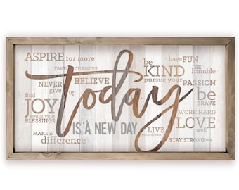 Today Is A New Day Farmhouse Style Wood Wall Decor Sign