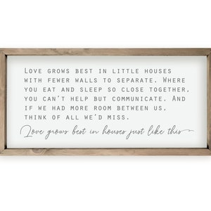 Love Grows Best In Little Houses Farmhouse Style Wood Wall Decor Sign