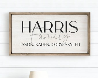 Custom Family Name Sign - Whitewash Wood Framed Wall Art - Unique Personalized Gift Idea