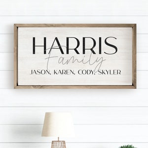 Custom Family Name Sign - Whitewash Wood Framed Wall Art - Unique Personalized Gift Idea