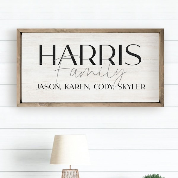 Custom Family Name Sign - Whitewash Wood Framed Wall Art - Unique Personalized Gift Idea