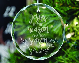 Jesus Is The Reason For The Season Crystal Ornament With Gift Box