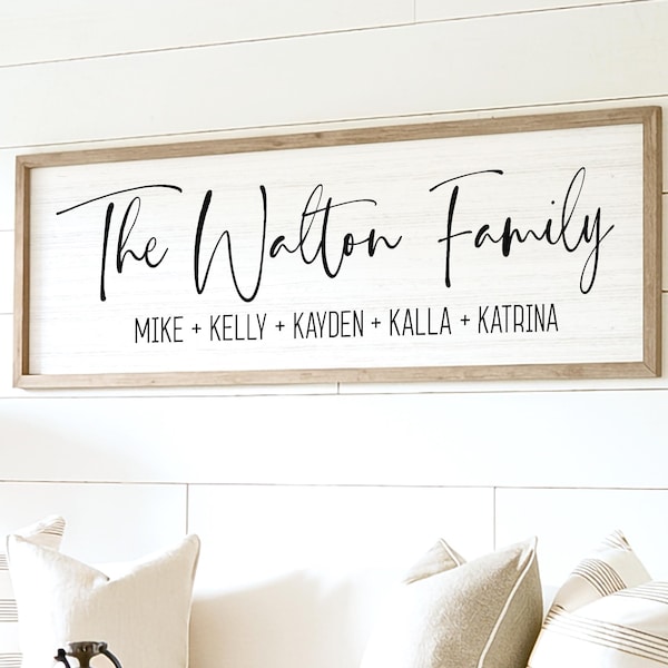 Personalized Family Name Sign, Custom Wood Framed Sign, Last Name Farmhouse Wall Decor