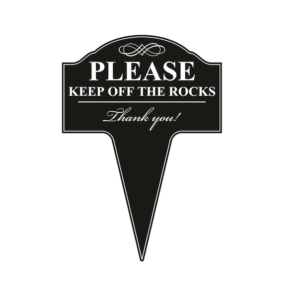 Please Keep Off The Rocks Aluminum Yard Sign 10x14 (Available in English or Spanish)