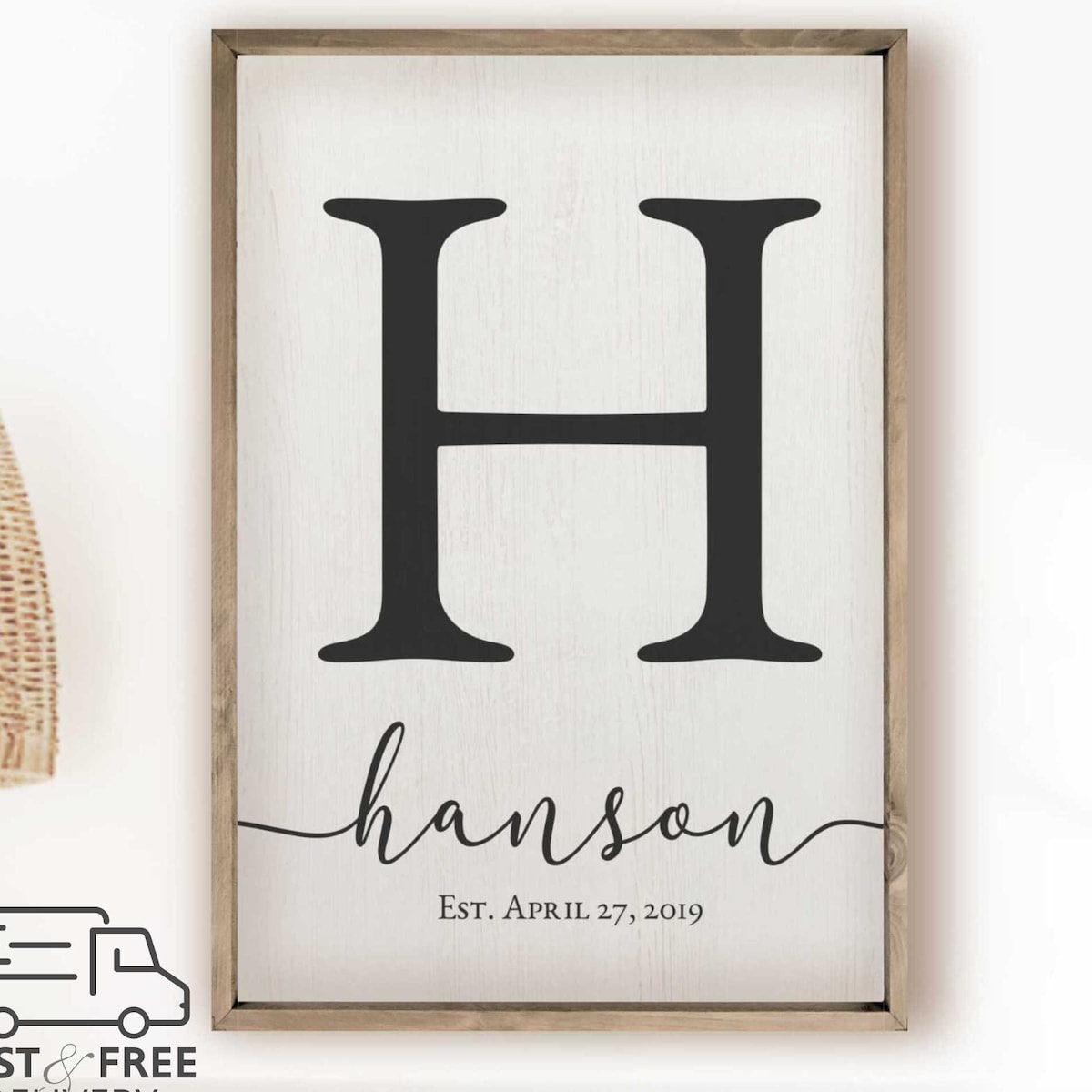 Personalized Family Name Sign - Custom Canvas Board Monogram - Perfect for Weddings, Anniversaries, Housewarmings - Handmade Rustic Decor