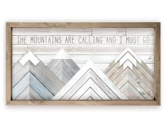 The Mountains Are Calling And I Must Go Rustic Wood Wall Sign