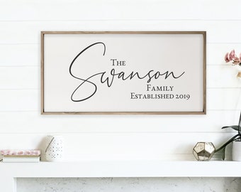 Personalized Printed Wood Family Name Sign With Established Date