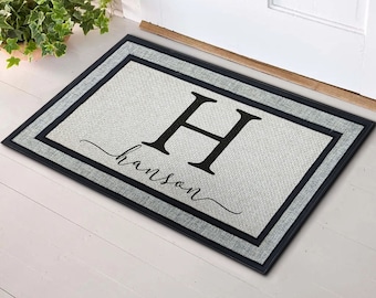 Personalized Doormat Custom Monogram Door Mat With Last Name And Monogram Initial 18x30