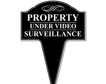 Property Under Video Surveillance Aluminum Yard Sign 10x14 (Available in English or Spanish)