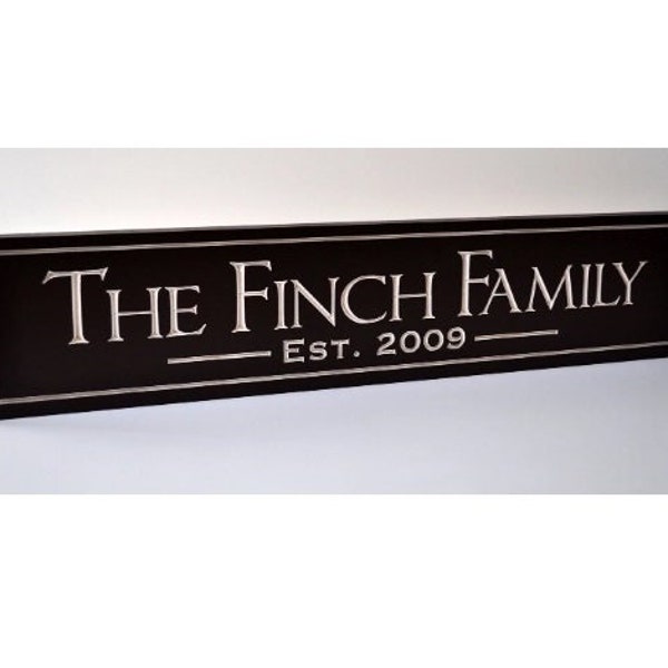 Personalized Carved Wood Family Name Sign With Established Date 5x24