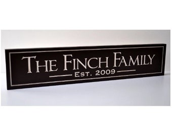 Personalized Carved Wood Family Name Sign With Established Date 5x24