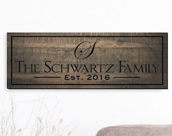 Personalized Carved Wood Family Name Sign With Established Date And Monogram