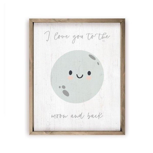 I Love You To The Moon And Back Farmhouse Style Wood Wall Decor Sign