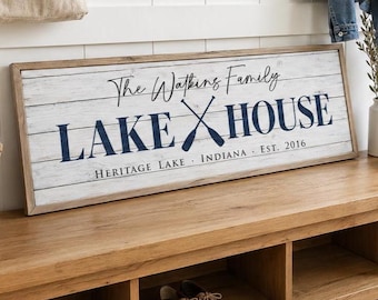 Personalized Lake House Sign, Custom Family Last Name Lake House Sign, Cabin Sign, Lake Home Wall Decor, Housewarming Gift