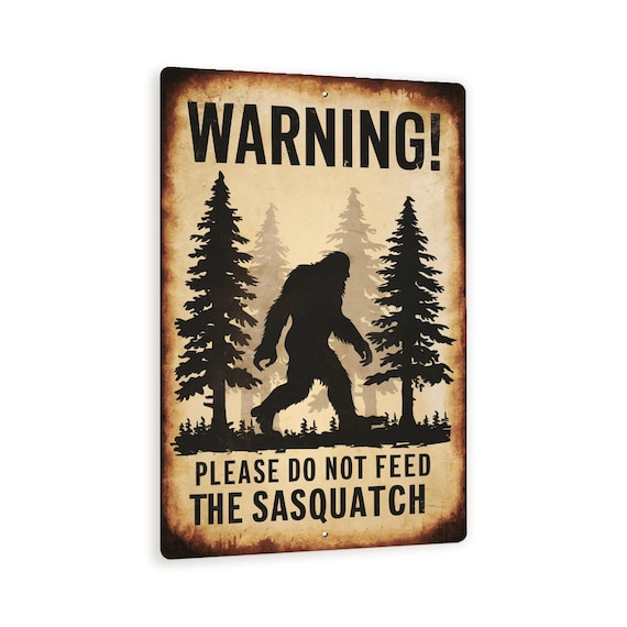 Vintage-Blechschild 'Warning Do Not Feed The Sasquatch' – 20,3 X 30,5 Cm, Aluminium, Für Outdoor