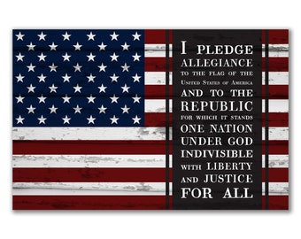 I Pledge Allegiance Farmhouse Style Wood Wall Decor Sign - Available In Four Sizes