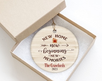 New Home New Beginning Personalized Ornament 3 Inch Ceramic Christmas Ornament With Gift Box