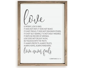 Love Is Patient Love Is Kind Farmhouse Style Wood Wall Decor Sign