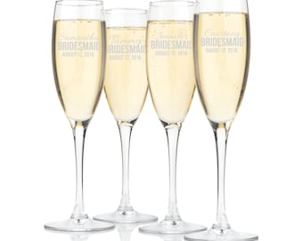 Personalized Engraved Champagne Toasting Glasses (Sold Individually)