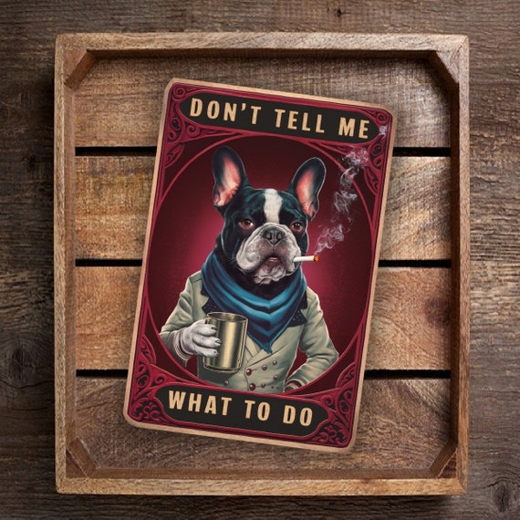 french bulldog delivering cigarettes Vintage-style 