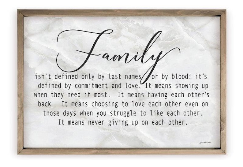 Family Isn't Defined Only By Last Names Farmhouse Style Wood Wall Decor Sign Framed