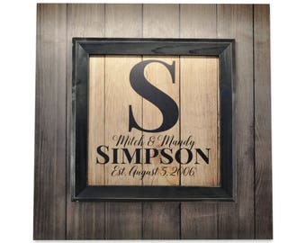 Personalized Printed Wood Family Name Sign With Established Date 22x22