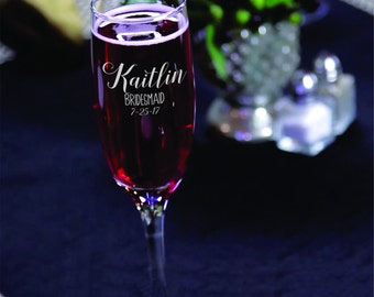 Personalized Engraved Champagne Glasses Toasting (Sold Individually)