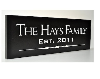 Personalized Carved Wood Family Name Sign With Established Date