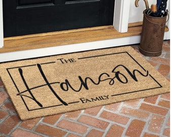 Personalized Family Name Custom Coir Coconut Husk Doormat 18x30 or 24"x 36"