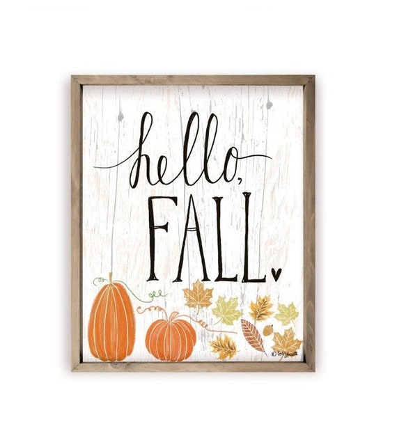 Hello Fall Farmhouse Style Wall Decor Sign - Available In Four Sizes