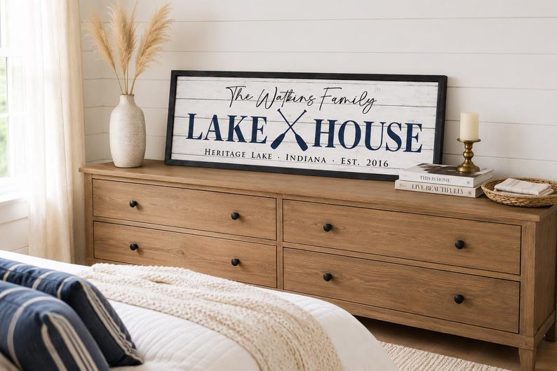 Personalized Lake House Sign, Custom Family Last Name Lake House Sign, Cabin Sign, Lake Home Wall Decor, Housewarming Gift image 9