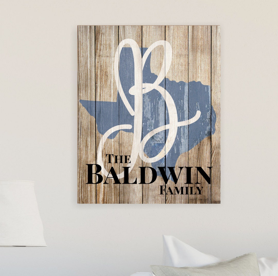 Personalized Family Name Sign With State Shape, State Wall Art, Wood ...