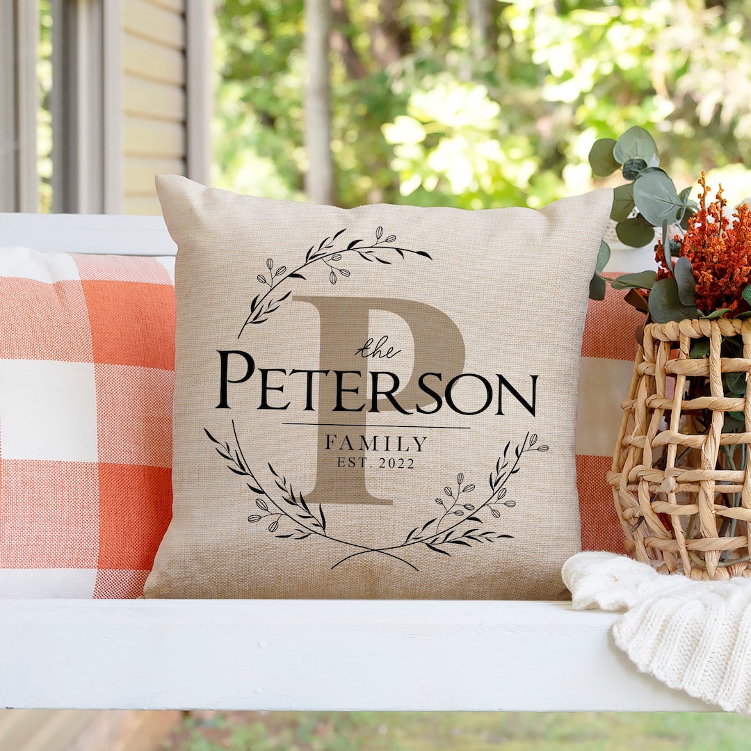 Personalized Family Name Throw Pillow Case Customize With Etsy