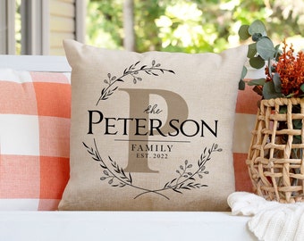 Personalized Family Name Throw Pillow Case | Customize with Name and Established Date Housewarming Cover Gift | 16x16 Covers Gifts