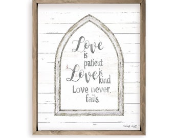 Love Is Patient Love Is Kind Love Never Fails Farmhouse Style Wood Wall Decor Sign